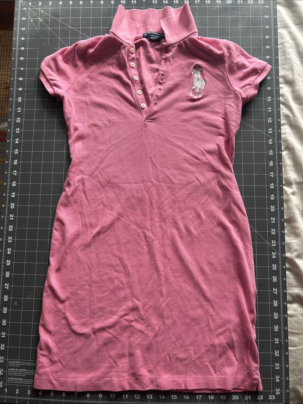 Ralph Lauren Sport Pink Polo Dress XL White Logo Sz M